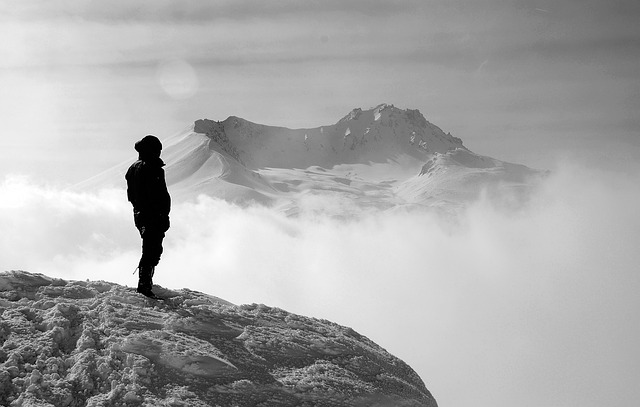 woman hiking backcountry mountain