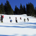 backcountry skiers on the skin track